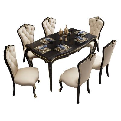 China Large Luxury Hotel Adjustable European Home Style Dining Table (Others) Marble Stone Furniture Sets Custom Made Dining Room Furniture Tables and Chairs for sale