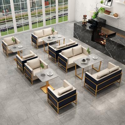 China Modern Sales Office Negotiation Company Hotel Reception Rest Lounge Box Lobby Chair Table Sofa Furniture Set for sale