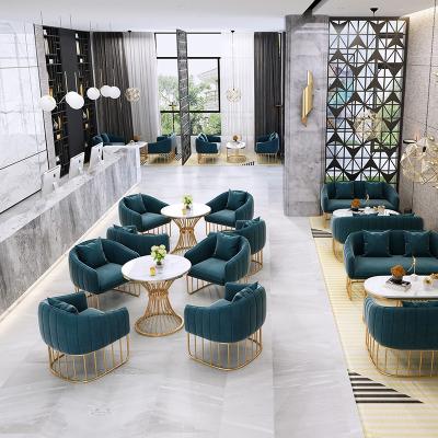 China New Design Modern Sales Office Company Building Hotel Reception Lounge Lobby Dining Lounge Chair Table Sofa Furniture Set for sale