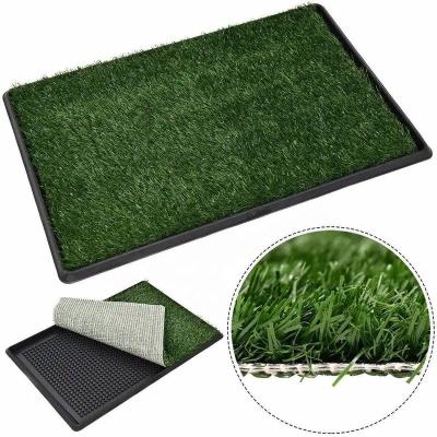 China Sustainable Dog Replacement Artificial Grass Mat, Portable Toilet with Grass and Tray, Pets Potty Indoor Outdoor Use for sale