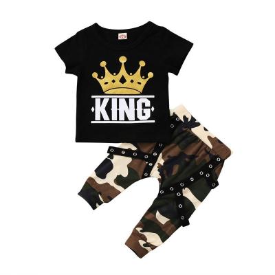 China Boys Boutique Outfits Casual Clothing Sets Kids T-shirt Tops and Camouflage Print Pants Kid Clothes Set for sale