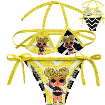 China Kids Breathable Girls Bikini Set Cartoon Two Piece Pattern Printed Swimwear Girls Swimsuit Bikini for sale