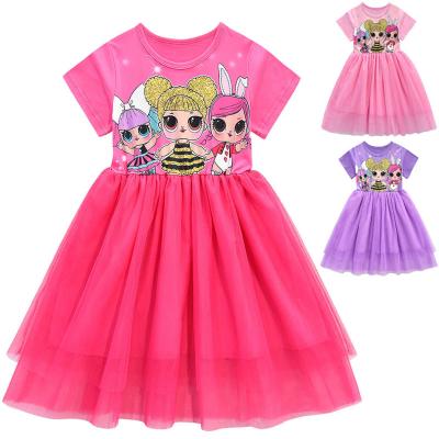 China Anti-wrinkle New Arrival Girls Elegant Princess Dress Girls Short Ruched Princess Children Print Puffy Sleeve Dresses for sale