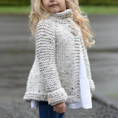 China 2021 Anti-wrinkle fashion hot selling girls fall winter sweater solid clothing knitted sweaters for kids for sale