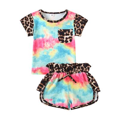 China Casual Summer Kids Casual Clothes Sets 2 Pcs Patchwork Tie Dyed Outfit Top And Short Baby for sale