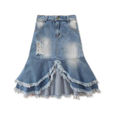 China Hot Sale Kids Girls Denim Skirt Breathable Girl Boutique Kids Dress Clothes Fashion Denim Skirt Outfits for sale