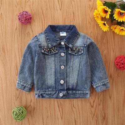 China Autumn New Lovely Baby Denim Jacket Breathable Sequined Heart Girl's Casual Children's Denim Jacket Coat For Girls for sale