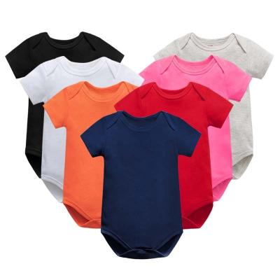 China Hot Selling Baby Short Sleeve Romper Clothes Color Summer Pure Cotton Outfits Newborn Baby Short Rompers for sale