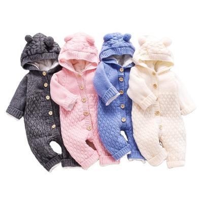 China Wholesale Knitted Newborn Baby Onesie Baby Romper Winter Baby Clothes Rompers Polyester/Cotton Long Sleeve Jumpsuit for sale