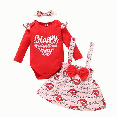 China Spring baby boutique anti-shrink clothing sets infant children cotton clothing sets valentines day toddler clothes for sale