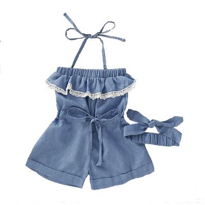 China Summer Newborn Baby Onesie Latest Halter Babies Denim Overalls Sleeveless Baby Romper Clothes for sale