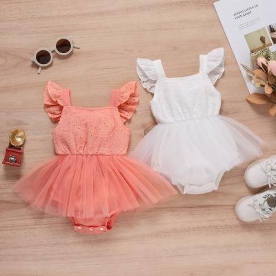 China Hot Selling New Amazon Baby Romper Summer Sleeveless Infant Girls Lace Up Jumpsuit Boutique Clothing Baby Onesie for sale