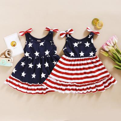 China Baby Anti-wrinkle Star Profile Independence Day Dress Infant Puffy Dresses Smocks Clothing Infant Dresses for sale