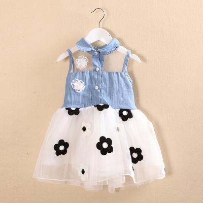 China Lovely Baby Girls Anti-Wrinkle Dress Summer Cute Floral Embroidery Tulle Dresses Smocks Clothes Kids Outfits for sale