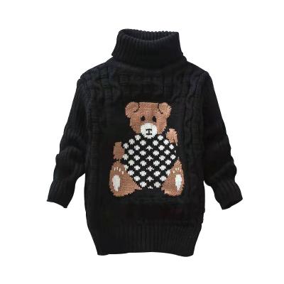 China Wholesale Breathable Kids Clothing For Boy Girls Cute Bear Pattern Turtle Neck Sweater Autumn Winter Outwear For Kids for sale