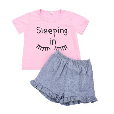 China Wholesale QUICK DRY Kids Sleepwear Girls Dressing Sets Letter Printing T-shirt Shorts Sets Kids Pajamas for sale