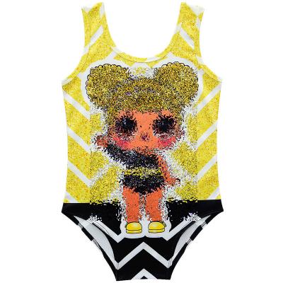 China 2021 Viable Hot Selling Swimsuuit Cute Doll Pattern Children Girl One-Piece Swimwear for sale