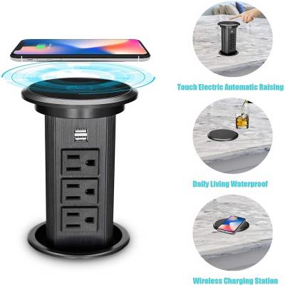 China Commercial Tabletop Hidden Pop Up Power Outlet With Wireless Charging for sale