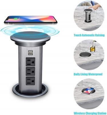 China Commercial IP44 water proof kitchen tabletop electric switch desktop power pop up socket outlet with usb for sale