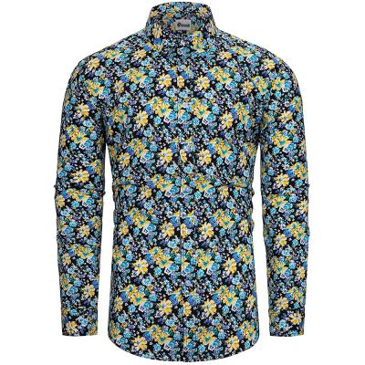 China Shinesia Long Sleeve Slim Cotton Oversized Floral Print Men's Anti-Pilling Casual Shirts Custom Shirts for sale