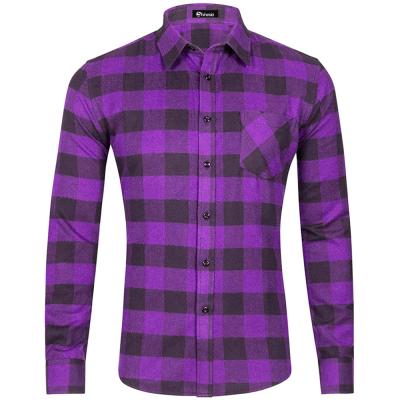 China Shinesia Anti-pilling Men's Shirts Plus Size Long Sleeve Flannel Plaid Slim Fit Casual Comfortable Shirt Men Shirt for sale