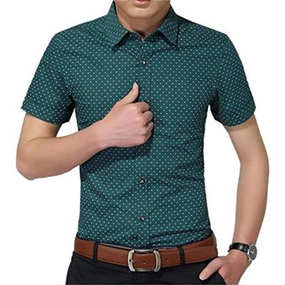 China Shinesia Men's Anti-pilling Shirts Plus Size Cotton Print High Quality Short Business Casual Fashion Custom Sleeve OEM Shirts for sale