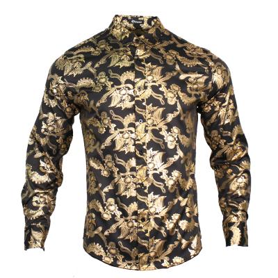 China Shinesia Anti-pilling Mens Floral Shirts Plus Size Long Sleeve Paisley Gilding Printed Casual Shirt Party Shirts for sale