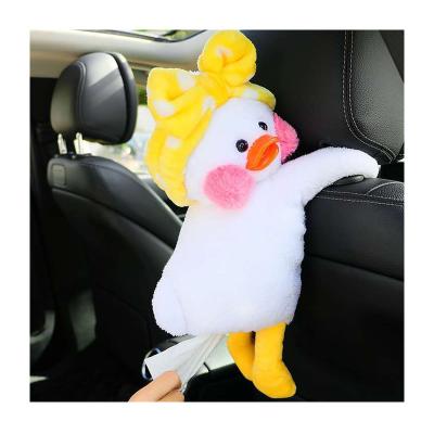 China Soft Creative Cute Towel Box Suction Car Duck Car Armrest Box Hanging Napkin Paper Bag for sale