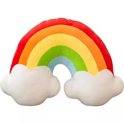 China Softly 2021 Cute Car Accessories Headrest Pillow Car Pattern Rainbow Interior Decorative for sale