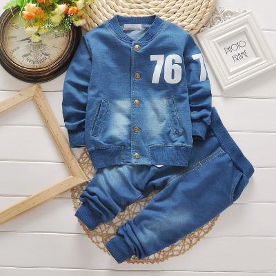 China Casual Hot Selling 76 Long Sleeves Jeans 2pcs Private Label Boutique Kid Boy Clothing Sets for sale