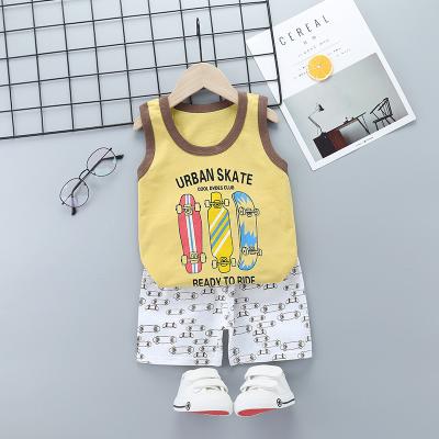 China Casual Summer Vest Set For Kids Baby 100% Cotton Sleeveless Shorts For Kids Boy Set For Kids Fashion Clothes for sale