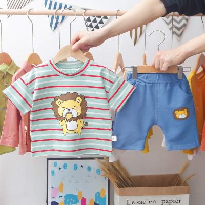 China New casual children's summer clothes short-sleeved baby shorts summer foreign letters boys two-piece suit for sale