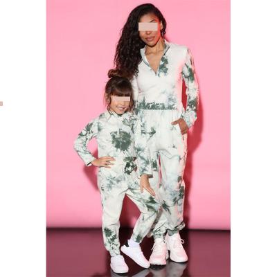 China New Breathable Customized Mommy And Me Matching Casual Suits Parent-child Wear Tie Dye Mommy And Me Clothing for sale