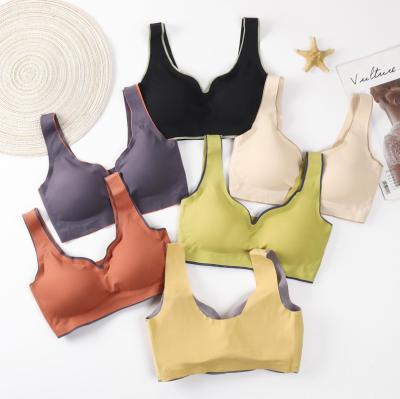 China Girlfriends Antibacterial Latex Traceless Steel Ring Sleep Gathering Yoga Vest Sports Ice Silk Underwear Women's Bra uw017 for sale