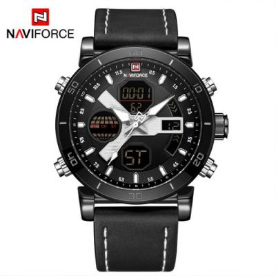 China 2019 Date Automatic Mens Watches Top Brand Luxury Men Leather Sports Watches NAVIFORCE 9132 Men Waterproof Quartz LED Digital Pendulum Watch for sale