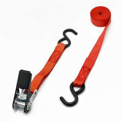 China Doing Cargo Lashing Tie Down 1 Inch/25mm Polyester Customer Color S Hook 500kg Tie Down Ratchet Tie Down for sale