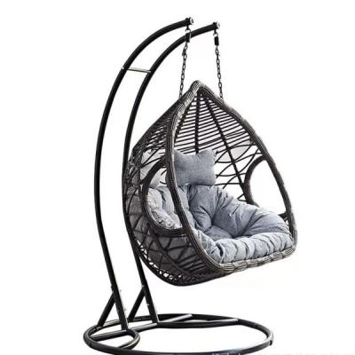 China Comfortable / Sturdy Patio Swing With Stand Outdoor Furniture Set Kids Adults Garden Relax Wicker Double Rattan Hanging Egg Swing Chair for sale