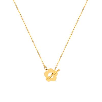 China Fashionable OT Tasty Flower Buckle Pendant Necklace Gold Plated Stainless Steel Statement Necklaces For Women Imagination for sale