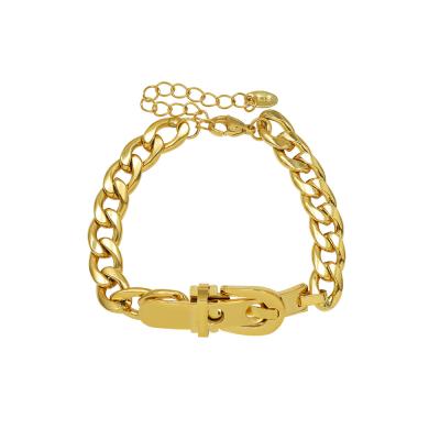 China FASHIONABLE Gold Plated Hip Hop Strap Hitter Necklaces Short Buckle Chain Necklace Stainless Steel for sale