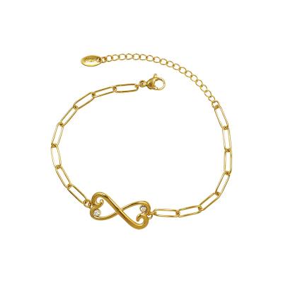 China FASHIONABLE Dropshipping 18k Gold Plated Butterfly Knot Paperclip Bangle Stainless Steel Bangle Bracelets Diamond for sale