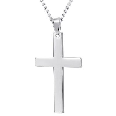 China TRENDY Simple Cross Pendant Necklace Women White Gold Fashion White Gold Couples Silver Necklace for sale