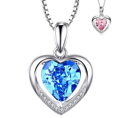 China High Quality FASHIONABLE Crystal Diamond Inlay Heart Pendant Necklace Love Charms for sale