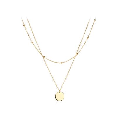 China Gold Women's Layer Pendant Necklace Coin Necklace Charm Jewelry Long Chain Pendant Trendy Tasty Trendy Round for sale