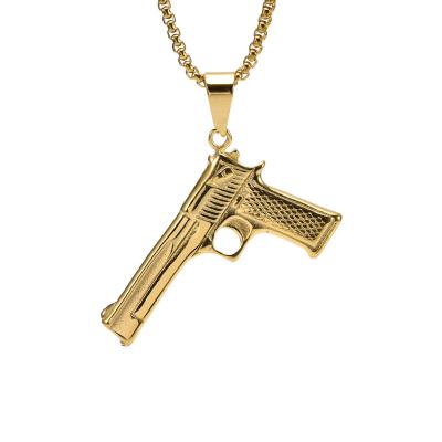 China FASHIONABLE Manufacturers Wholesale Custom Gold Plated Small Stainless Steel Luxury Gun Charms Pendant Necklace for sale