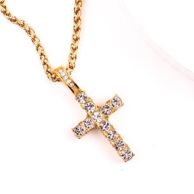 China Trendy Zircon Tasty Trendy Necklaces Cross Pendant Necklace Stainless Steel Custom Name 18k Gold Plated for sale