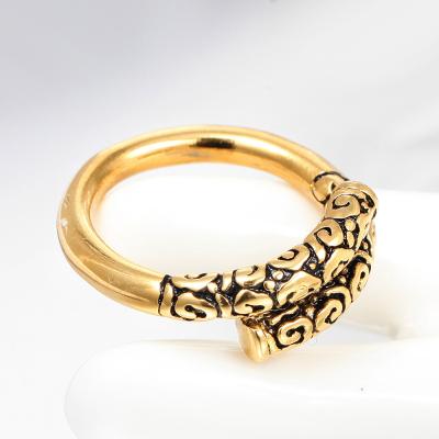 China FASHIONABLE Open Non-Adjustable Monkey King Vintage Gold Rod Personalized Stainless Steel Jewelry Ring Gold Plated Rings for sale