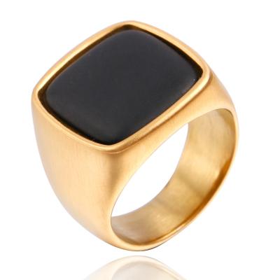 China FASHIONABLE Personalized Vintage Mens Boys Stainless Steel Gemstone Rings High Quality 18k Gold for sale