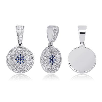 China TRENDY Gold Diamond Inlay Full Of Zircon Compass Necklace Couple Pendant Necklace for sale