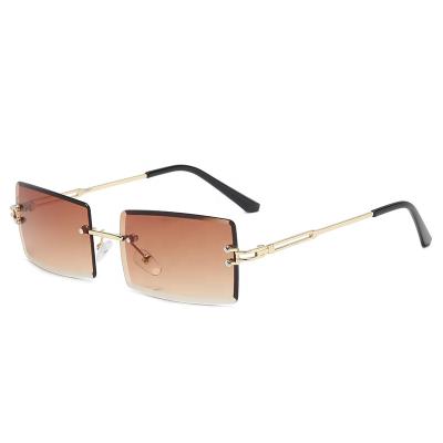 China Sonnenbrille Orange Tinted Rimless Rectangle Sunglasses Square Sun Glasses 2021 Fashion Luxury Small Frameless for sale