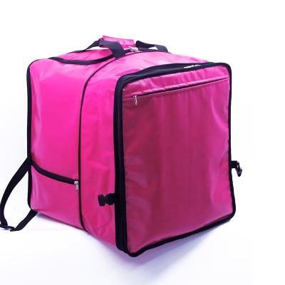 China Restaurant Custom Waterproof Large Cooler Bike Backpack Thermal Insulated Delivery Bag For Food Pizza Hot And Cold Pink Reflective for sale